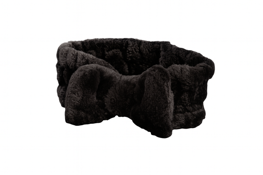 Black Velour Terry Bow Headband